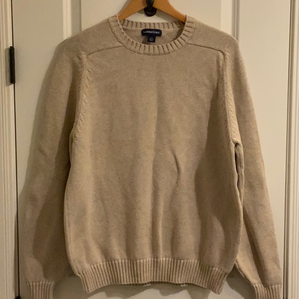 Lands' End Classic Tan Pullover Long Sleeve Sweater